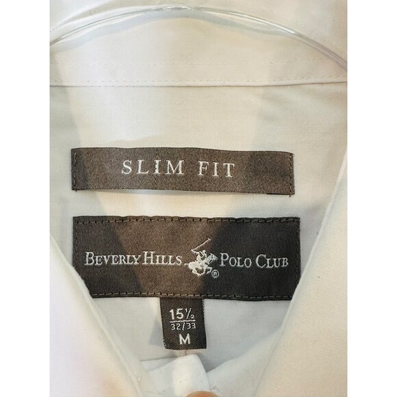 Beverly Hills Polo Club Slim Fit White Button Down Shirt M 15.5/32-33 - Picture 5 of 8